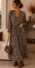 Robe longue léopard casual chic