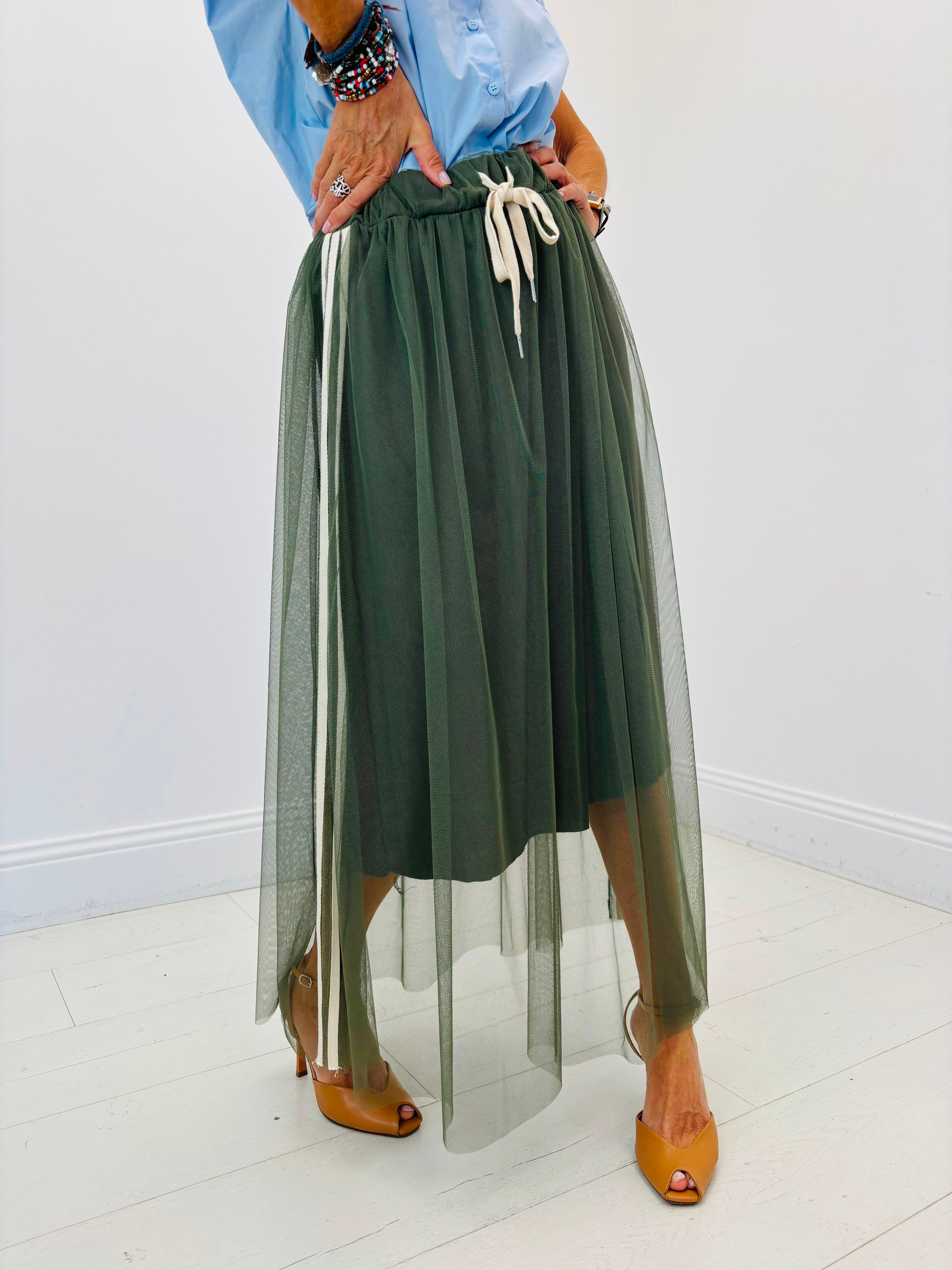 Jupe tulle kaki tendance