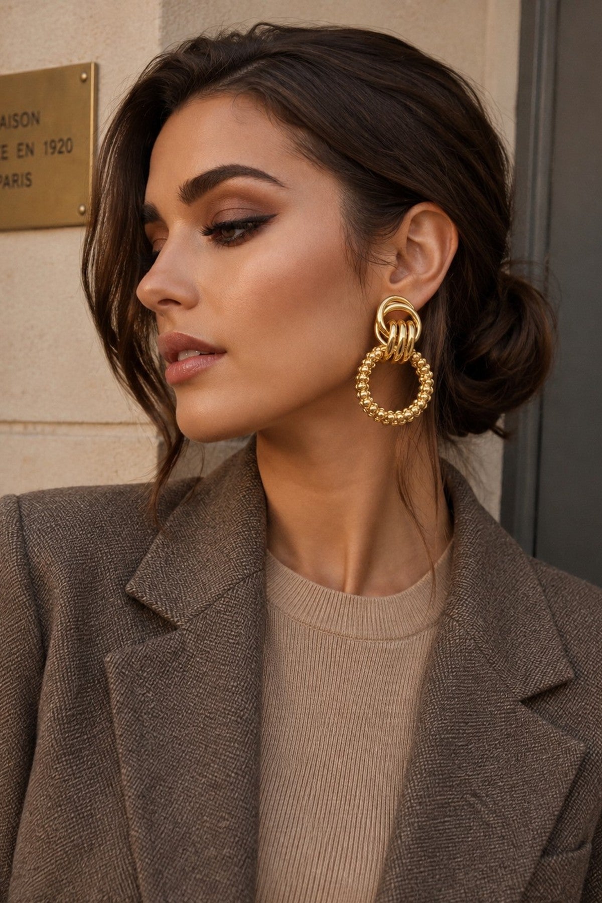 Boucles d’oreilles dorée tendance