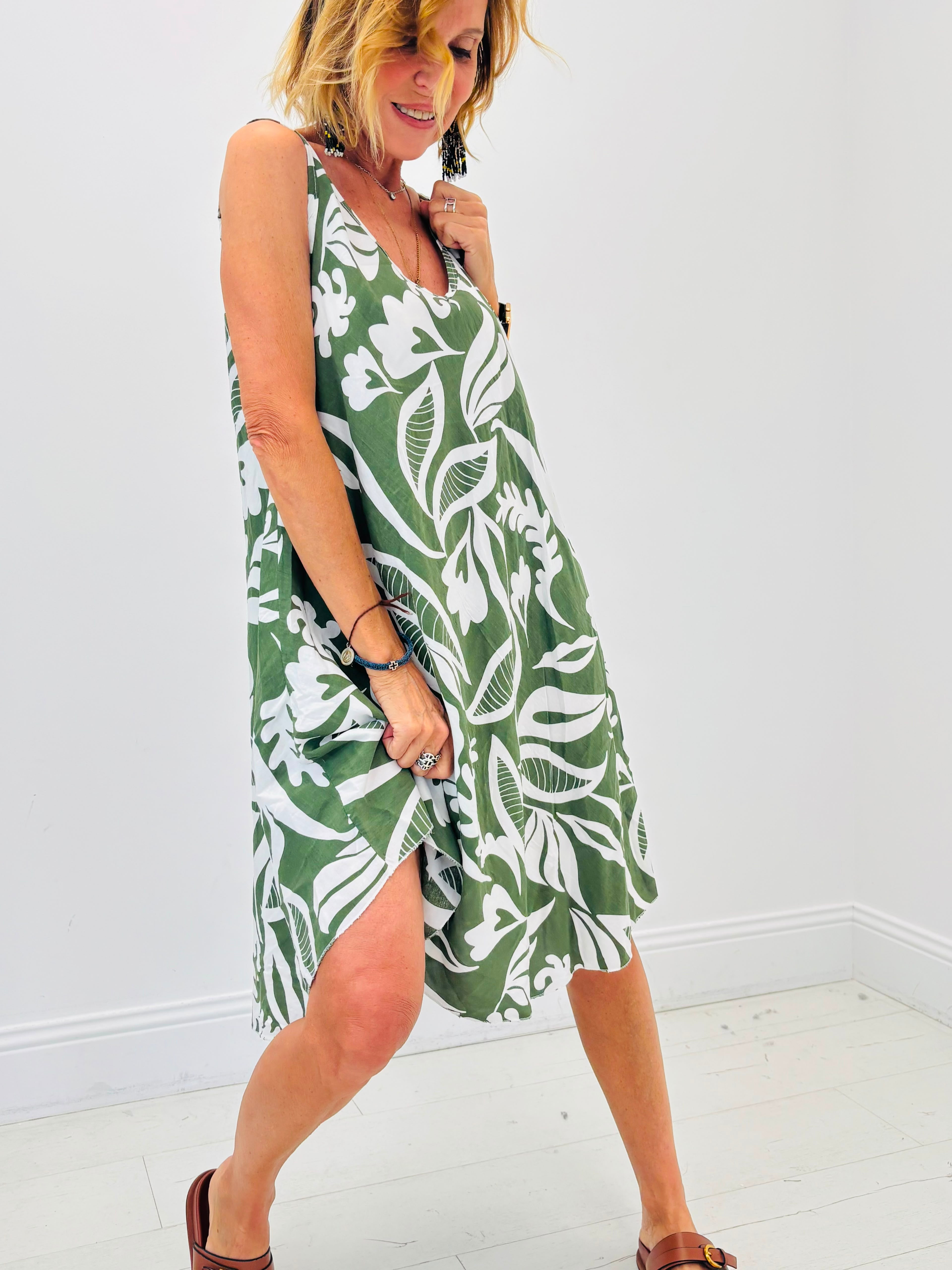 Robe bretelle jungle kaki