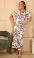 Robe longue leopard IBIZA avec poches