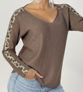 Pull V toit doux manches leo