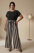 Pantalon rayé noir grande taille