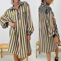 Robe longue rayée palmiers