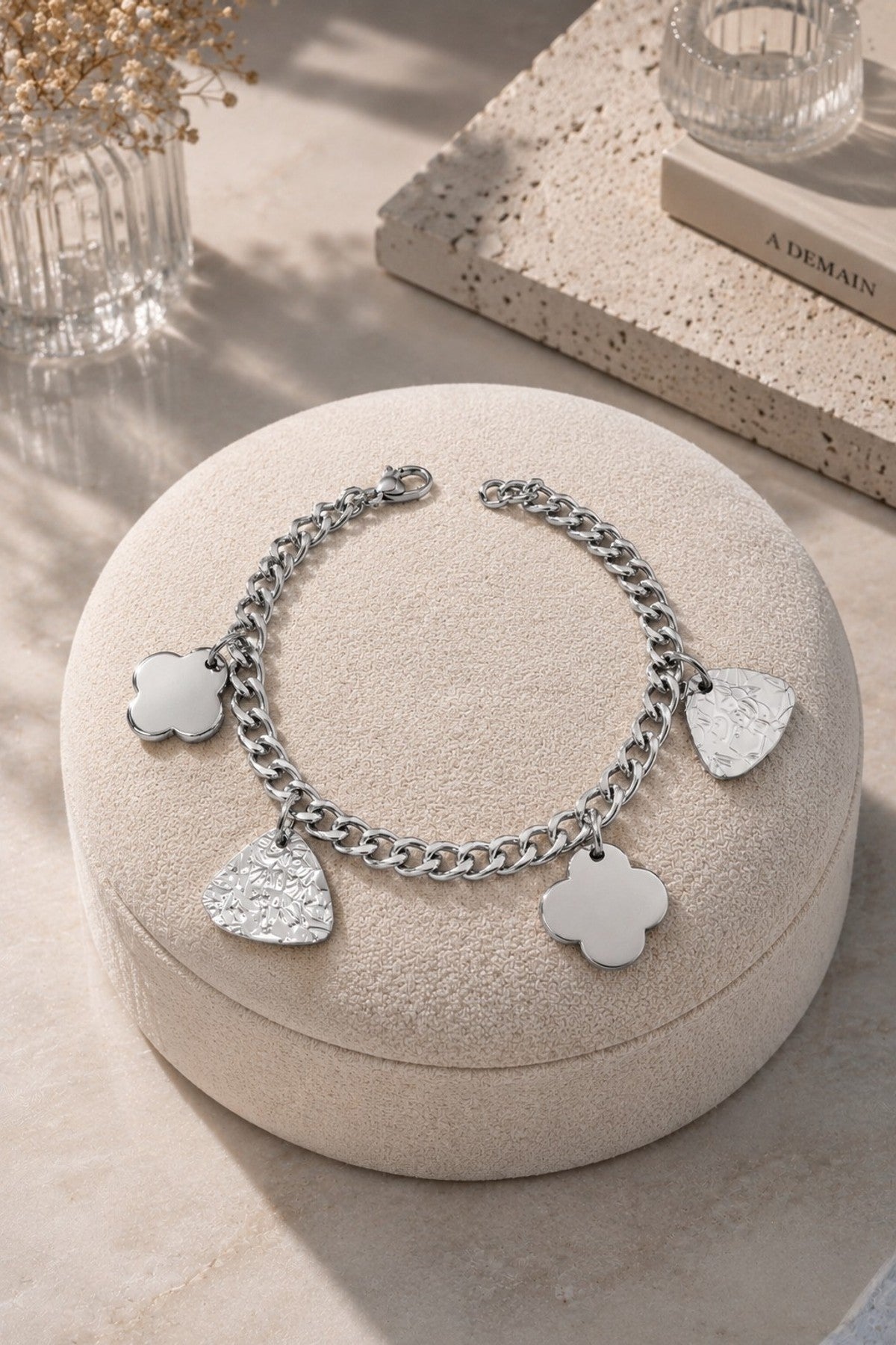 Bracelet breloques chance acier inoxydable