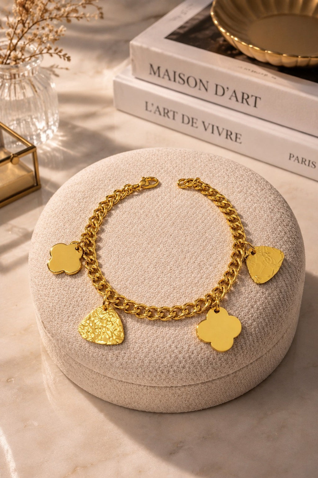 Bracelet breloques chance acier inoxydable