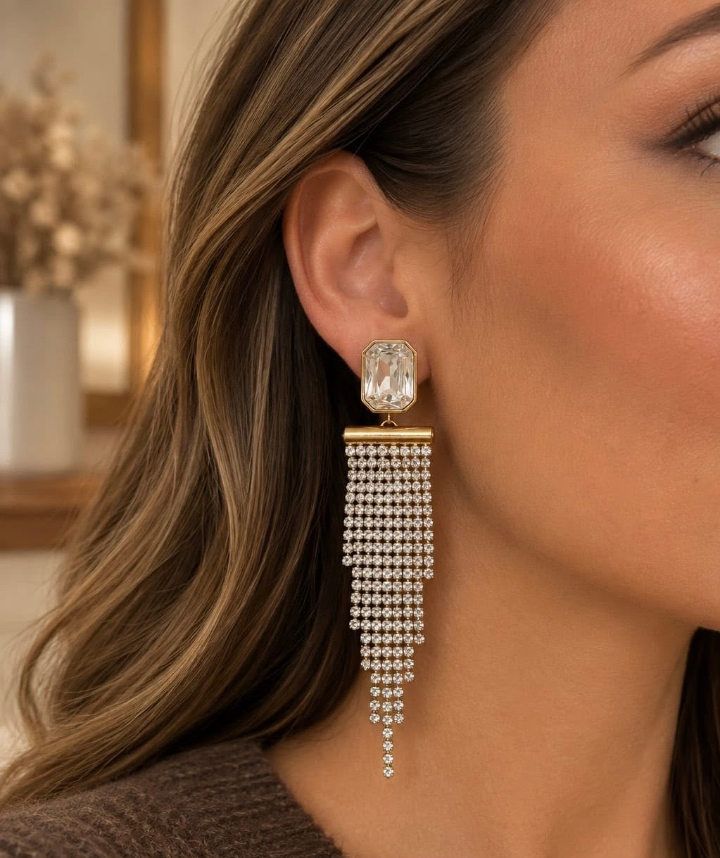 Boucles d’oreilles strass et paillettes