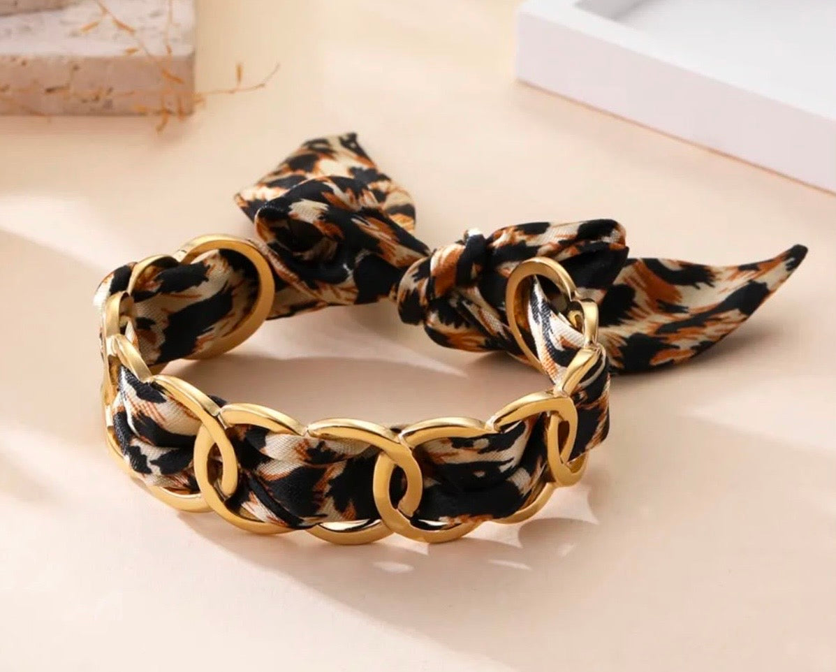 Bracelet Palma torsade dorée léopard