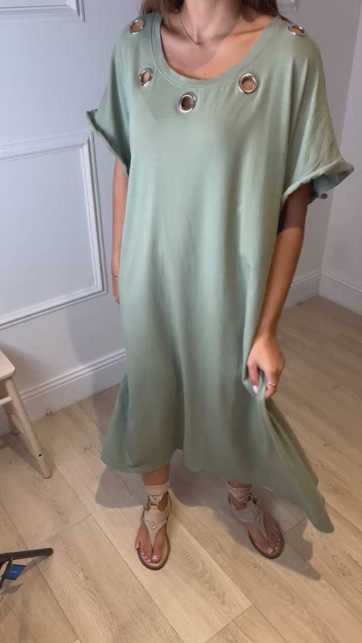 Robe longue kaki tendance